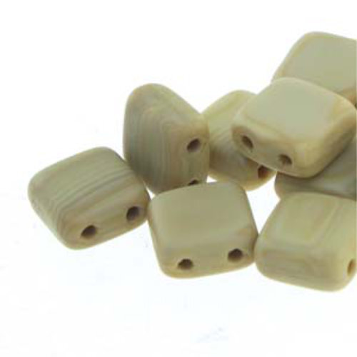 2-Hole TILE Beads 6mm CzechMates MATTE FRENCH BEIGE