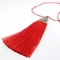 80mm Tassel - Red & Antique Silver