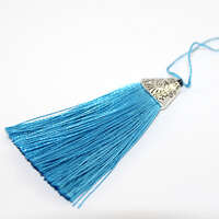 80mm Tassel - Light Blue & Antique Silver