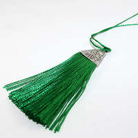 80mm Tassel - Green & Antique Silver