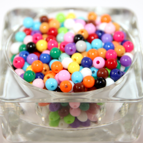 6mm Mixed Colours Round Opaque Bead