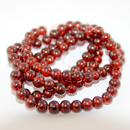 8mm Crackle Glass Beads - 78cm Strand  - Amber