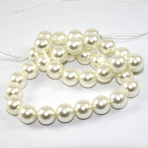 12mm Round Glass Pearls - 40cm Strand - Pale Yellow