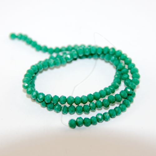 3mm x 4mm Opaque Glass Rondelle - 38cm Strand - Green