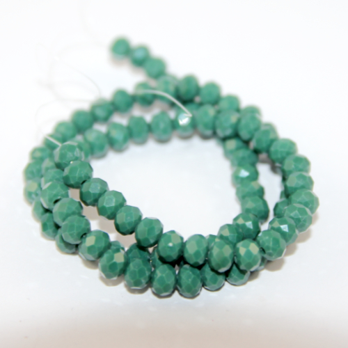 5mm x 6mm Opaque Glass Rondelle - 38cm Strand - Green