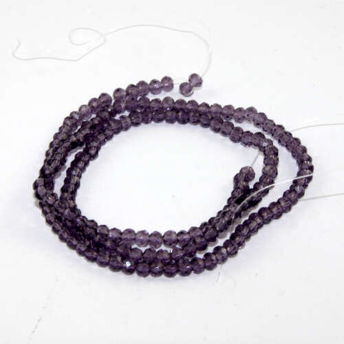 2mm x 3mm Transparent Glass Rondelle - 38cm Strand - Purple