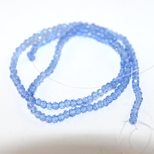 2mm x 3mm Transparent Glass Rondelle - 38cm Strand - Pale Blue