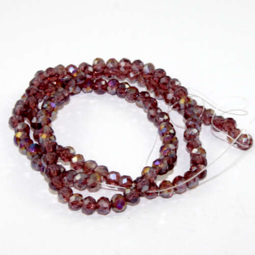 3mm x 4mm Transparent Glass Rondelle - 38cm Strand - Amethyst AB