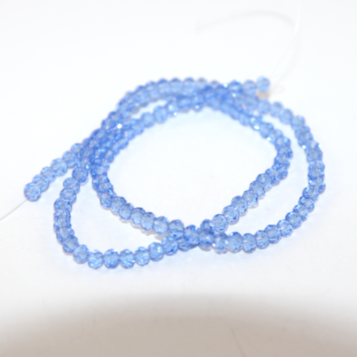 3mm x 4mm Transparent Glass Rondelle - 38cm Strand - Pale Blue