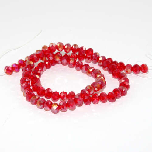 5mm x 6mm Transparent Glass Rondelle - 38cm Strand - Red AB