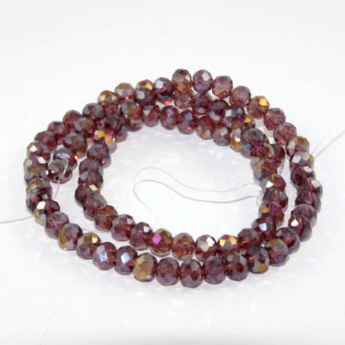 5mm x 6mm Transparent Glass Rondelle - 38cm Strand - Amethyst AB