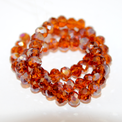 6mm x 8mm Transparent Glass Rondelle - 38cm Strand - Amber AB