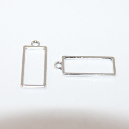 20mm x 10mm Rectangle Frame Drop - Antique Silver - 2 Pieces