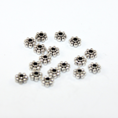 5mm Chunky Daisy Spacer - Antique Silver - Bag of 50