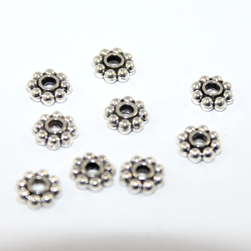 7mm Chunky Daisy Spacer - Antique Silver - Bag of 20