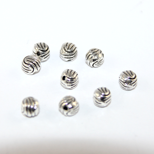 5mm Swirl Etched Spacer Bead - Antique Silver