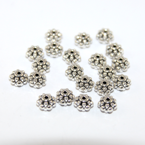 6mm Chunky Daisy Bead - Antique Silver - Bag of 20