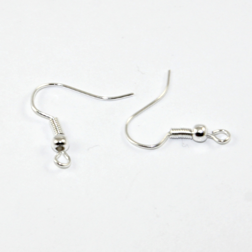 20mm French Hook with Ball - Pair - Silver