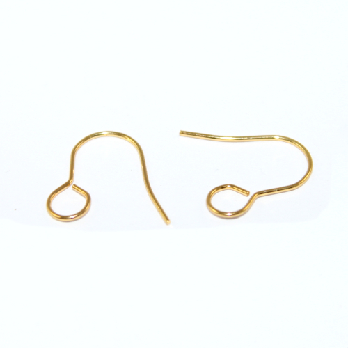 19mm x 16mm 304 Stainless Steel Plain Ear Hook with 4.2mm Loop - 10 Pairs - Bright Gold