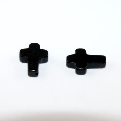 12mm x 16mm Black Agate Cross Bead