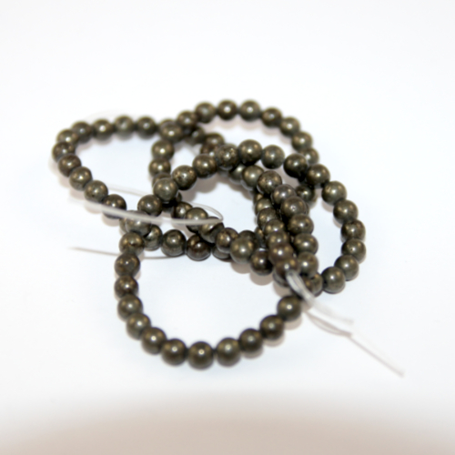 4mm Iron Pyrite Round Beads - 38cm Strand