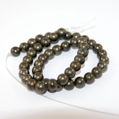 8mm Iron Pyrite Round Beads - 38cm Strand