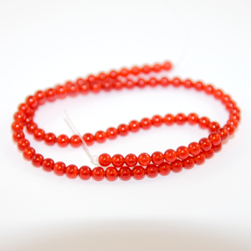 4mm Red Carnelian Round Beads - 38cm Strand