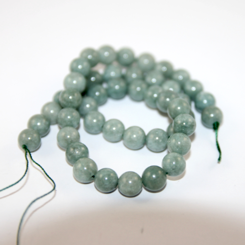 8mm Green Burmese Jade Round Beads - 38cm Strand