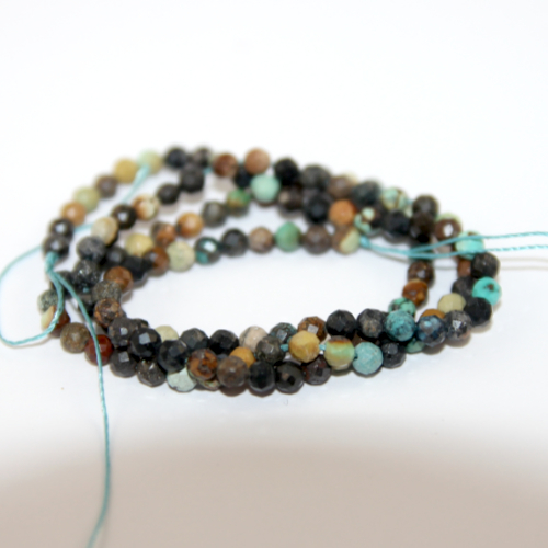 3mm Faceted African Turquoise Round Beads - 36cm Strand