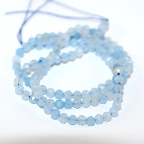 3mm Faceted Aquamarine Round Beads - 36cm Strand