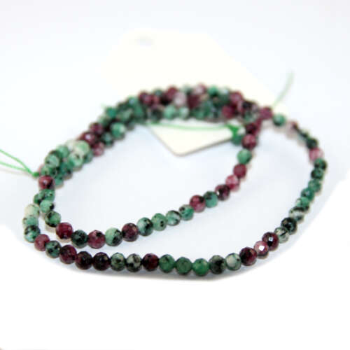 3mm Faceted Ruby Zoisite Round Beads - 36cm Strand