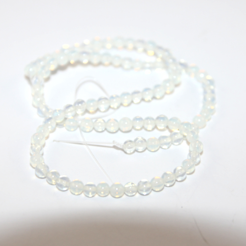 4mm White Opalite Round Beads - 38cm Strand