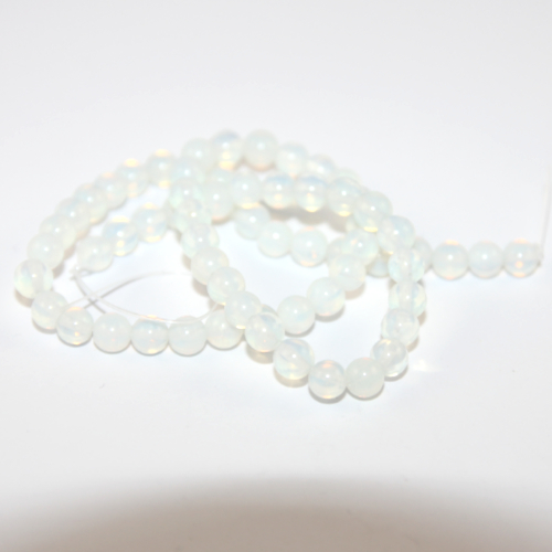 6mm White Opalite Round Beads - 38cm Strand