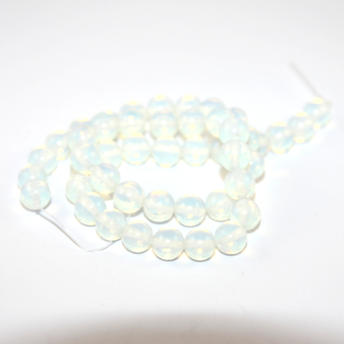 8mm White Opalite Round Beads - 38cm Strand