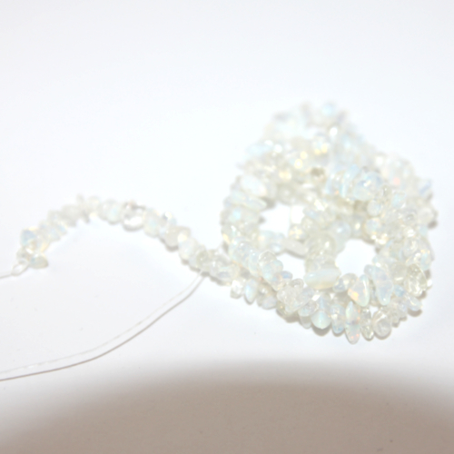 3mm - 5mm White Opalite Chip Beads - 38cm Strand