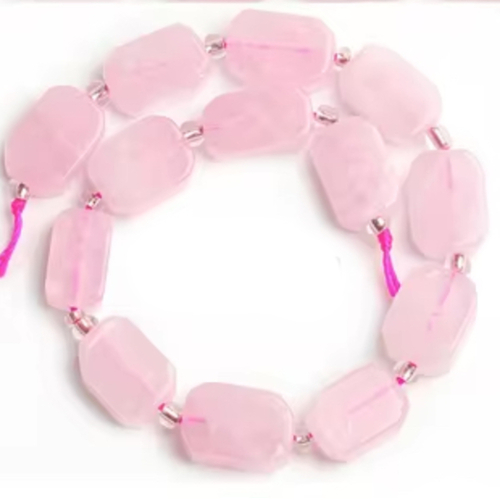 8mm x 12mm Rose Quartz Rectangle Beads - 19cm Strand