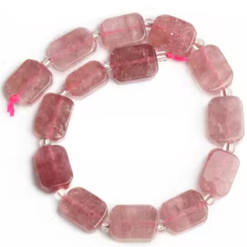 8mm x 12mm Strawberry Quartz Rectangle Beads - 19cm Strand