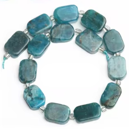 8mm x 12mm Blue Apatite Rectangle Beads - 19cm Strand