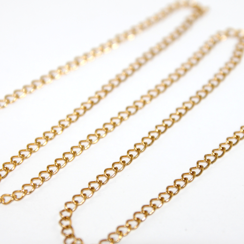 3mm Long Link Curb Chain 304 Stainless Steel - 2m Length - Gold