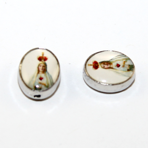 8mm x 10mm Medal Bead - Our Lady of Fatima - Platinum
