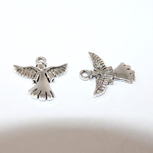 20mm x 20mm Guardian Angel Charm - 2 Pieces - Platinum