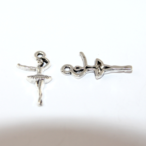 25mm x 12mm Ballerina Charm - 2 Pieces - Platinum