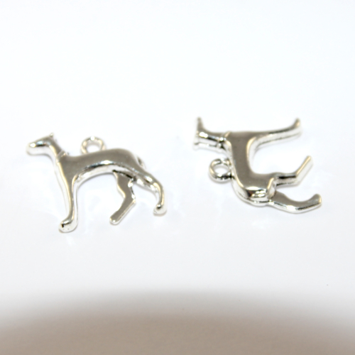 20mm x 20mm Greyhound Charm - 2 Pieces - Platinum