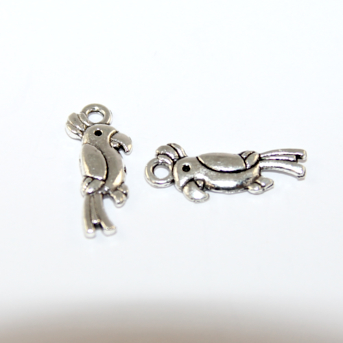 20mm x 9mm Parrot Charm - 2 Pieces - Platinum