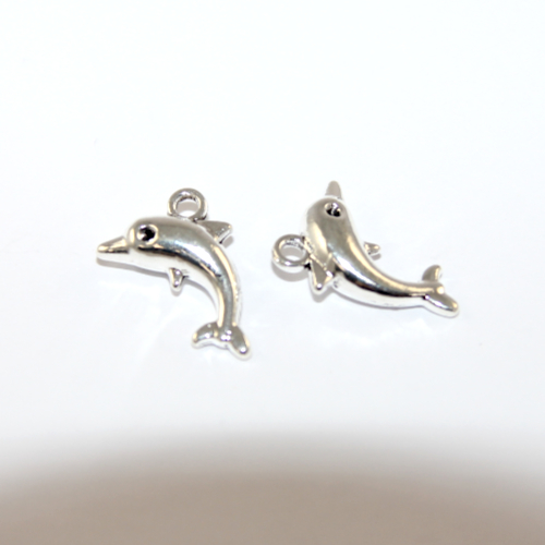 18mm x 11mm Dolphin Charm - 2 Pieces - Platinum