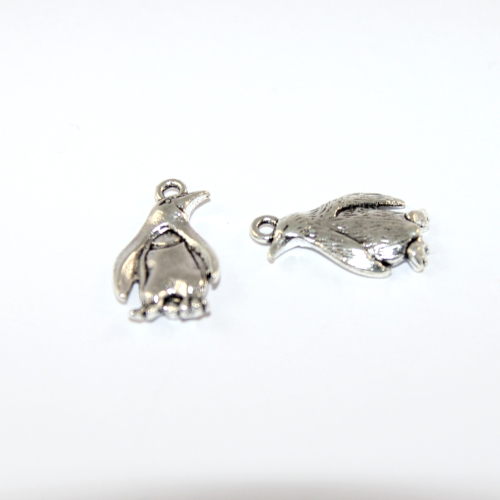 20mm x 12mm Penguin Charm - 2 Pieces - Platinum