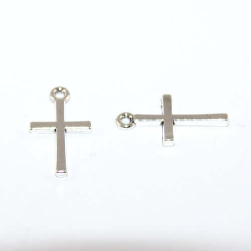 18mm x 10mm Cross Charm - 2 Pieces - Platinum