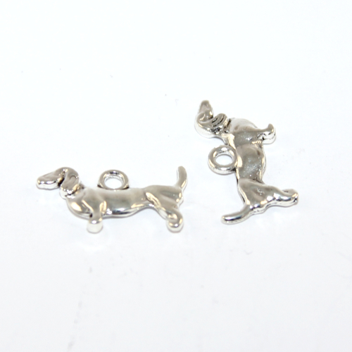 10mm x 18mm Dachshund Charm - 2 Pieces - Platinum