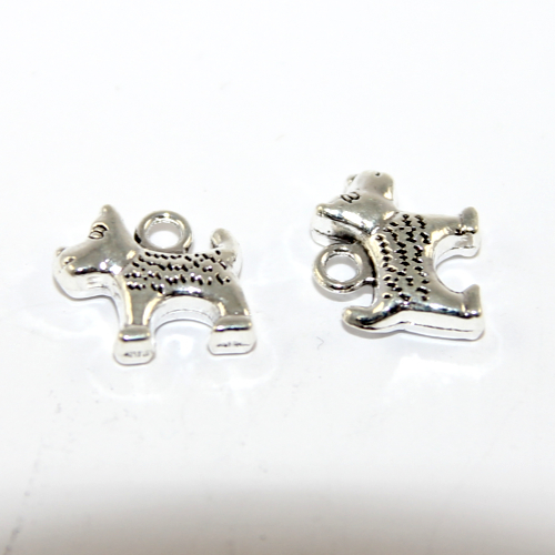 13mm x 14mm Scottish Terrier / Scottie Charm - 2 Pieces - Platinum