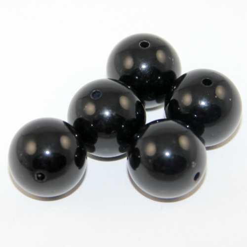 20mm Black Round Opaque Bead - 8 Piece Bag